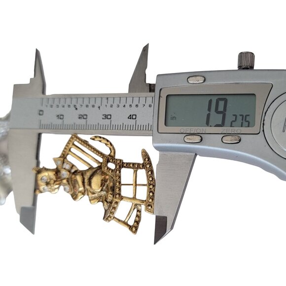 1928 Brand Clear Rhinestone Cat in Rocking Chair Brooch Pin E638 - Picture 9 of 11